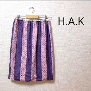 ハク(H.A.K)の【美品】H.A.K ハク　スカート　花柄　M　パープル　可愛い(ロングスカート)