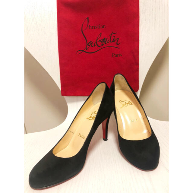 美品 Louboutinスエードパンプス 7cmヒール スエードヒール 赤 L