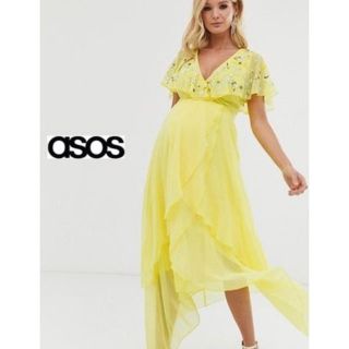 エイソス(asos)のASOS*マタニティ*装飾ケープバックフリルマキシドレス(ロングワンピース/マキシワンピース)