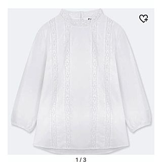 ユニクロ(UNIQLO)のUNIQLO コットンレースブラウス 白(シャツ/ブラウス(長袖/七分))