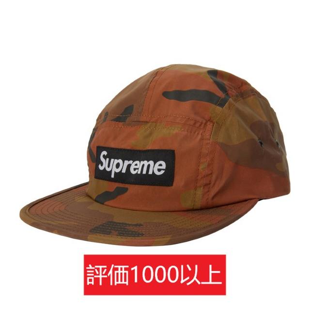 -色Supreme Reflective Camo Camp Cap オレンジ