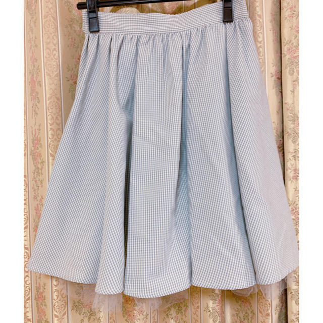 Ank Rouge(アンクルージュ)のアンクルージュ水色ギンガムチェックフレアースカート(bubblesMILK レディースのスカート(ミニスカート)の商品写真