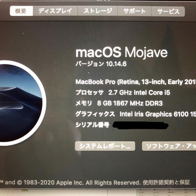 MacBook pro Retina ディスプレイ13インチ　MF839J/A 3