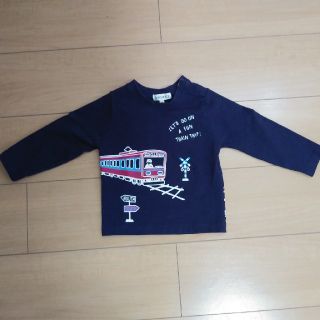 シューラルー(SHOO・LA・RUE)のネイビー　電車　ロンT サイズ90 シューラルー(Tシャツ/カットソー)