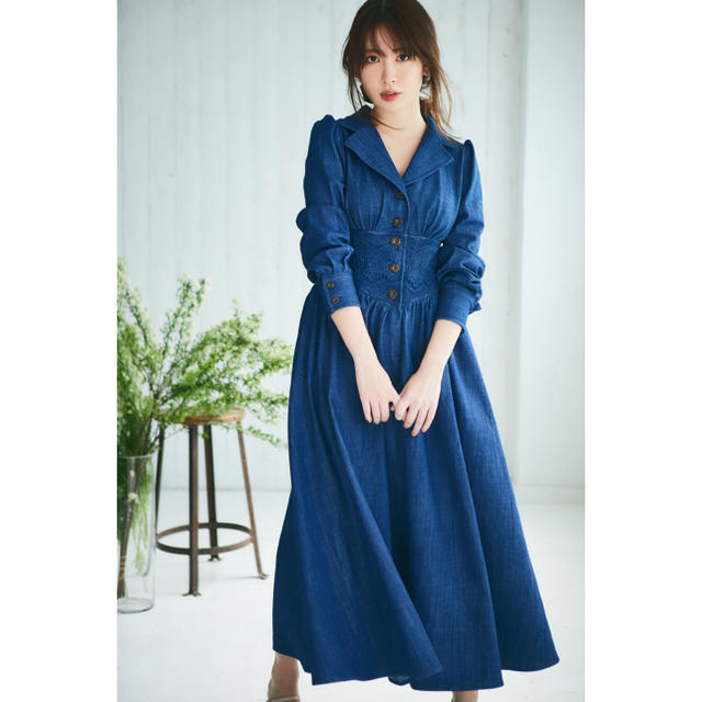 herlipto Lace Belted Denim Dress