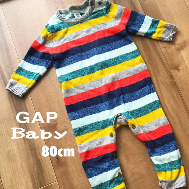 babyGAP(ベビーギャップ)の★試着のみ★GAP baby レインボーロンパース80㌢ キッズ/ベビー/マタニティのベビー服(~85cm)(ロンパース)の商品写真