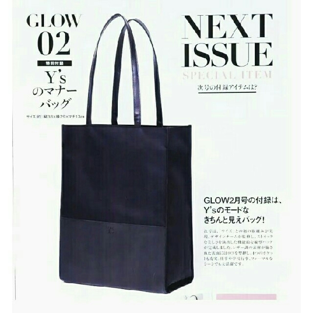 Y's(ワイズ)のmiwa＊様専用です。新品未開封☆GLOW グロー 2月号 Y’s マナーバッグ レディースのバッグ(トートバッグ)の商品写真