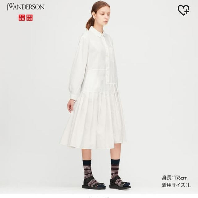 ユニクロ JW ANDERSON プリーツシャツワンピース オフホワイト M