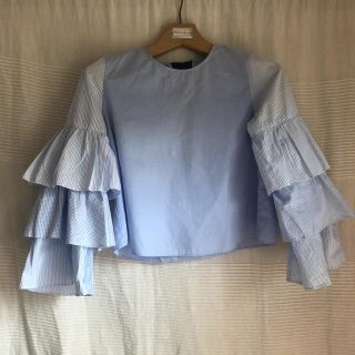 ザラ(ZARA)のZARA 袖 フリル ブラウス バック リボン(シャツ/ブラウス(長袖/七分))