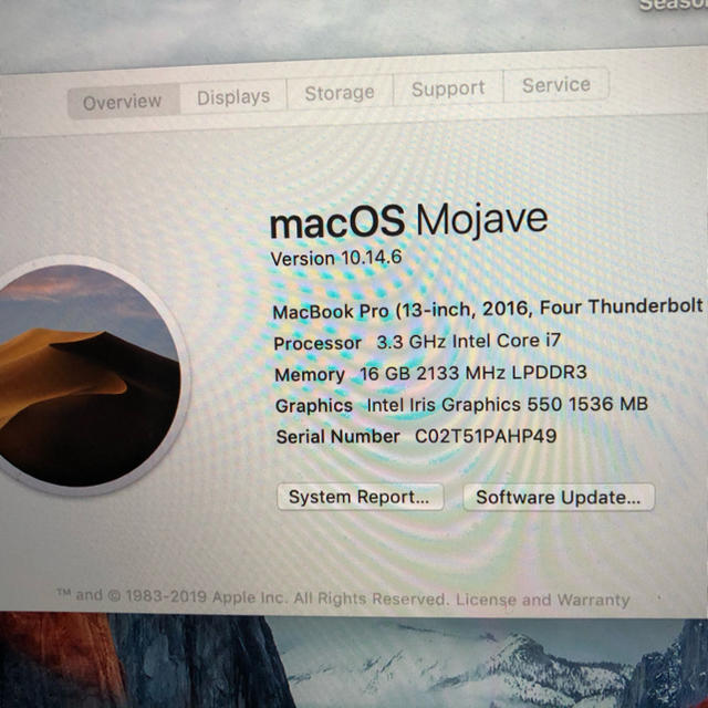 Mac book pro late 2016 Intel i7 16GB RAM 注目ショップ・ブランドの