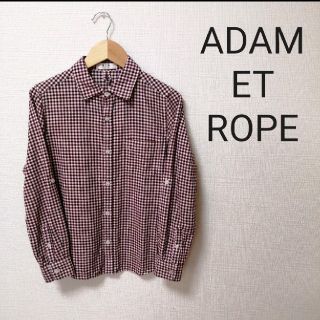 アダムエロぺ(Adam et Rope')の【美品】アダムエロペ　シャツ　ブラウス　ギンガムチェック　Mサイズ　ラズベリー(シャツ/ブラウス(長袖/七分))