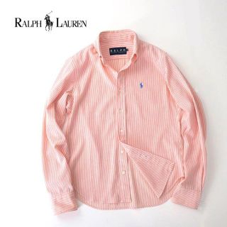 ラルフローレン(Ralph Lauren)の美品！ラルフローレン　サッカー素材◎ピンクストライプシャツ(シャツ/ブラウス(長袖/七分))