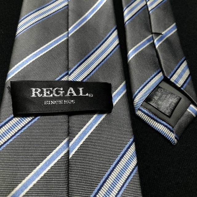 REGAL(リーガル)のリーガル レジメンタル グレー ネクタイ ナロータイ A103-U29 メンズのファッション小物(ネクタイ)の商品写真