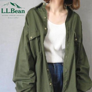 エルエルビーン(L.L.Bean)の90s エルエルビーン カナダ製 オーバーシャツ カーキ 古着女子(シャツ/ブラウス(長袖/七分))