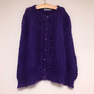 古着 ビンテージ Piele ニット カーディガン オールド 紫 パープル (カーディガン)