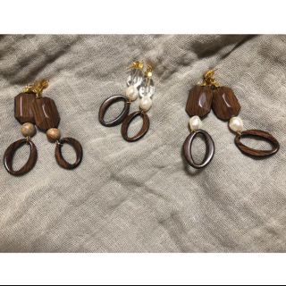 ロンハーマン(Ron Herman)のハンドメイド ウッドクリアパーツピアス(ピアス)