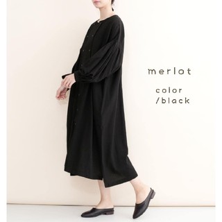 メルロー(merlot)の新品＊メルロー ダブルスナップワンピース ブラック(ロングワンピース/マキシワンピース)