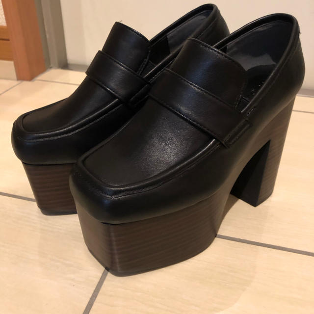 EMODA ローファー黒厚底 WIDE ROUND LOAFER Sサイズ