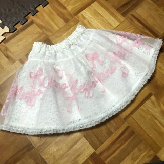 メゾピアノ(mezzo piano)の0時まで価格 メゾピアノ ロゴ刺繍オーガンジースカート(スカート)