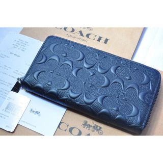 コーチ(COACH)の☆Coach シグネチャー柄長財布☆ブラックレザー☆新品未使用☆(財布)