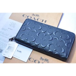 コーチ(COACH)の☆新品未使用☆コーチ 長財布☆ブラックのシグネチャー柄☆(財布)