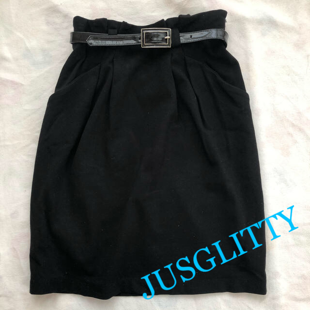 JUSGLITTY(ジャスグリッティー)のJUSGLITTY ベルト付きタイトスカート黒 レディースのスカート(ひざ丈スカート)の商品写真