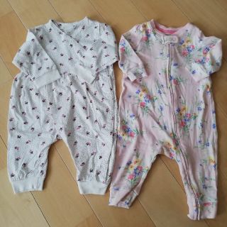 ギャップ(GAP)のGAPH&Mカバーオール2着セット2〜3M60女の子美品(カバーオール)