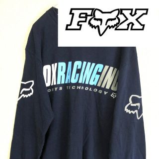 Fox racing 長袖Tシャツ ロンT ロゴ ネイビー フォックスレーシング(モトクロス用品)