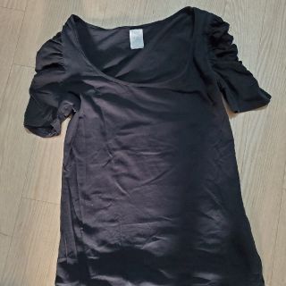 ザラ(ZARA)のZARA☆五分カットソー 黒(カットソー(半袖/袖なし))