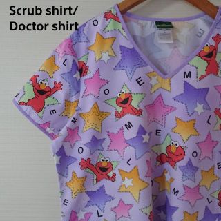 セサミストリート(SESAME STREET)の☆US古着セサミストリート/スクラブシャツ/エルモ/ドクターシャツ/L(Tシャツ(半袖/袖なし))