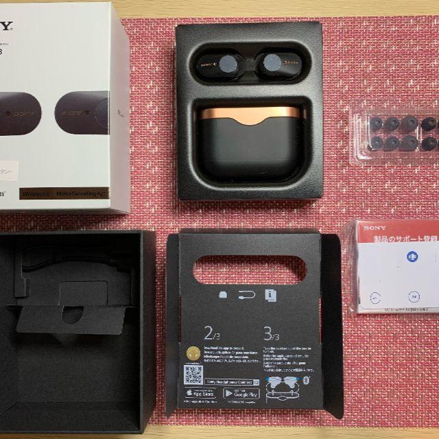 SONY(ソニー)のSONY イヤホン WF-1000XM3 ブラック＋シリコンケース付 スマホ/家電/カメラのオーディオ機器(ヘッドフォン/イヤフォン)の商品写真