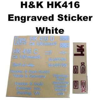 H&K HK416C / D 刻印 メタルステッカー ホワイト 1229r(カスタムパーツ)