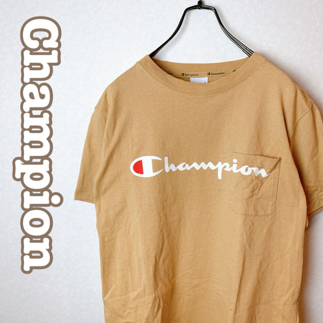 Champion(チャンピオン)の古着　Champion チャンピオン　デカロゴ　袖ロゴ　90sスタイル メンズのトップス(Tシャツ/カットソー(半袖/袖なし))の商品写真