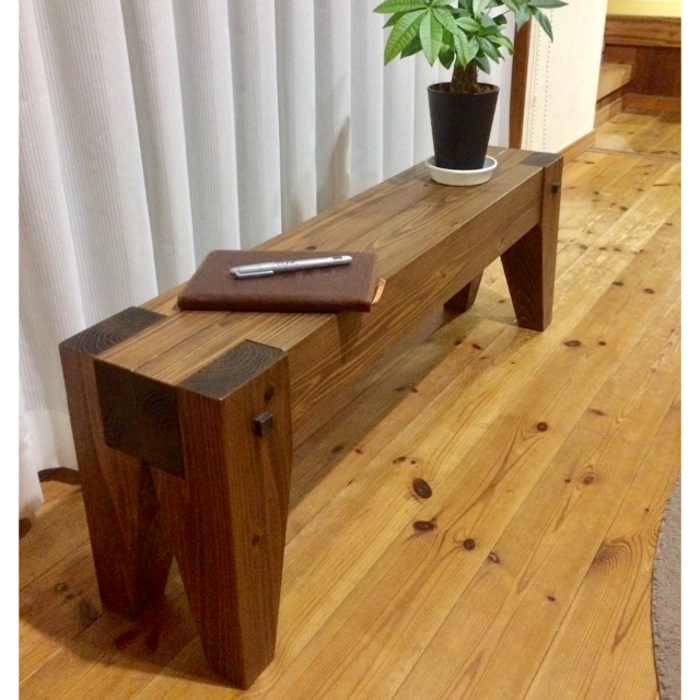 どっしり木製ベンチ☆カラー：ナチュラル／アンティークブラウン☆幅100cm