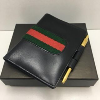 グッチ(Gucci)の美品 オールドグッチ シェリーライン ミニ手帳カバー ヴィンテージ ボールペン付(手帳)