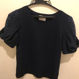 トッコ(tocco)のtoccoネイビー袖レーストップス（No.25）(カットソー(半袖/袖なし))