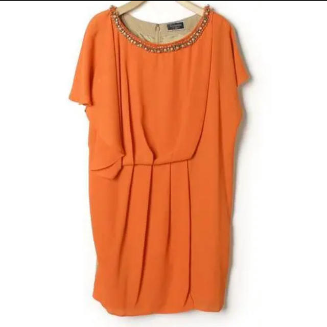 GRACE CONTINENTAL(グレースコンチネンタル)のGRACE CONTINENTAL　ドレス　ワンピース　オレンジ　S~M レディースのワンピース(ひざ丈ワンピース)の商品写真