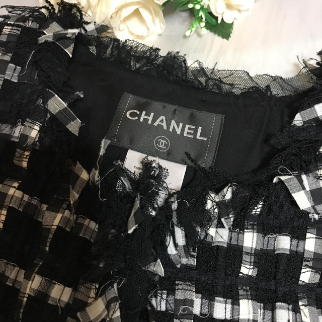 CHANEL 極美品♡レースツイード  ビジューボタン ジャケット 36