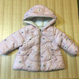 ザラキッズ(ZARA KIDS)のzara ダウン アウター　リバーシブル　アルパカ　ピンク　70 80(ジャケット/コート)