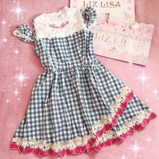 ☆リズリサLIZLISA☆ストロベリーギンガムチェックワンピース☆新品ブルー