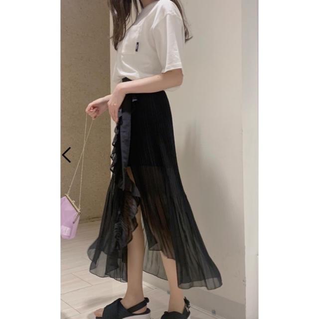 SNIDEL(スナイデル)のSNIDEL♡タグ付き新品♡プリーツラップスカショーパン　0 ブラック　正規品 レディースのスカート(ロングスカート)の商品写真