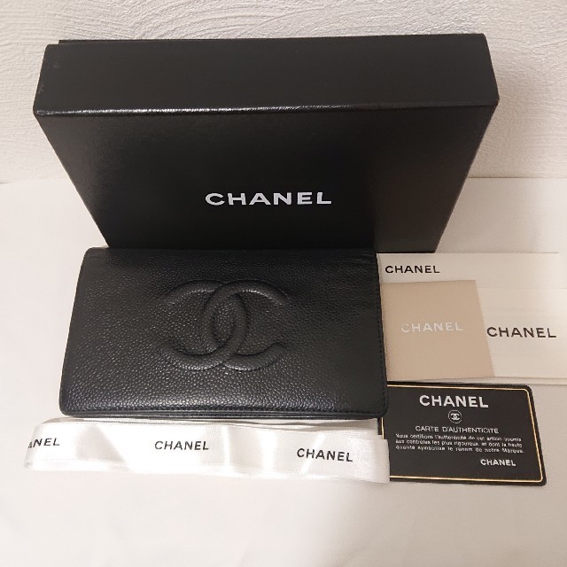 CHANEL(シャネル)の【シャネル】キャビアスキン 長財布 ブラック レディースのファッション小物(財布)の商品写真