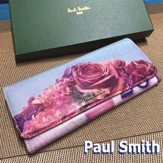 ポールスミス(Paul Smith)の訳あり美品【Paul Smith】ローズプリントレザー長財布(財布)