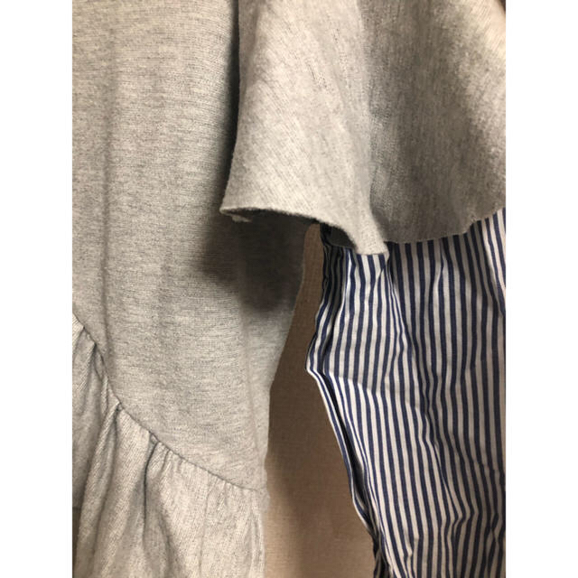 ZARA(ザラ)のZARA ストライプシャツコンビフリルトップス レディースのトップス(カットソー(長袖/七分))の商品写真