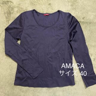 アマカ(AMACA)のブラックコットンカットソー(カットソー(長袖/七分))