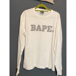 アベイシングエイプ(A BATHING APE)のA BATHING APE  エイプ　ロゴ　ロンT 長袖　シャツ 白　M (Tシャツ/カットソー(七分/長袖))