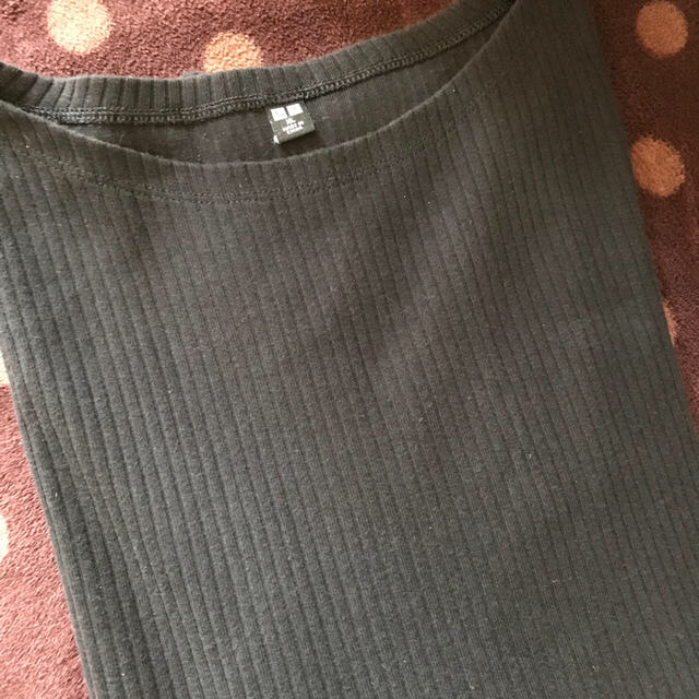 UNIQLO(ユニクロ)のUNIQLO リブボートネックT  ＸＬsize レディースのトップス(Tシャツ(長袖/七分))の商品写真