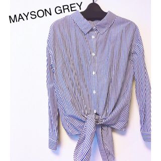 メイソングレイ(MAYSON GREY)の早い者勝ち‼︎メイソングレイ　ヌケ衿フロントリボンシャツ　ストライプ(シャツ/ブラウス(長袖/七分))