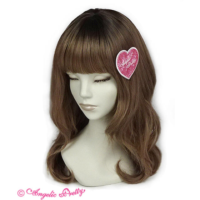 Angelic Pretty(アンジェリックプリティー)のAngelic Pretty  Love Heartラメクリップ ピンク×シロ レディースのヘアアクセサリー(バレッタ/ヘアクリップ)の商品写真