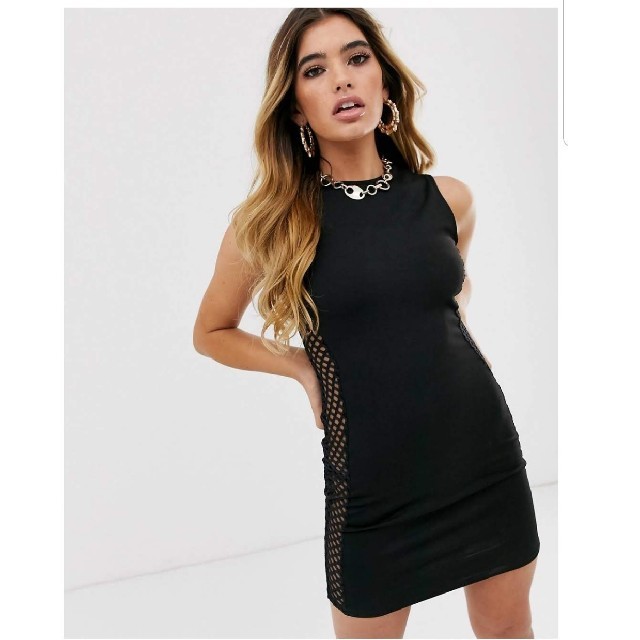 MISSGUIDED(ミスガイデッド)の英国　インポート　サイドメッシュ　ワンピース　タイトワンピ　missguided レディースのワンピース(ミニワンピース)の商品写真